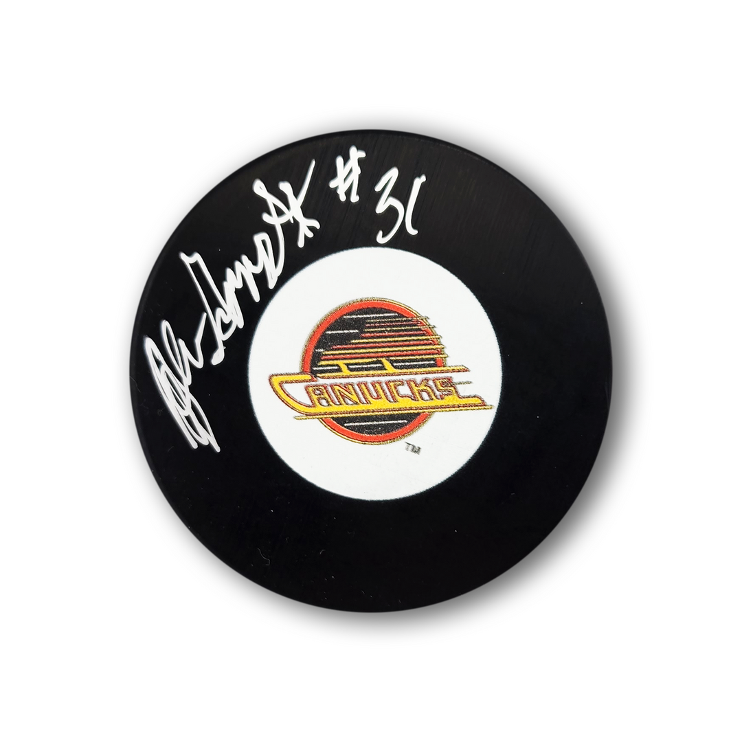 John Garrett Autographed Vancouver Canucks Hockey Puck