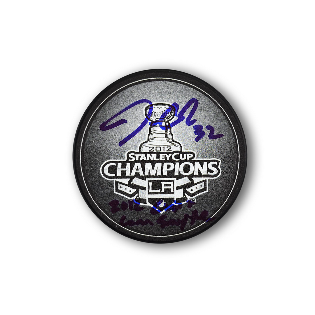 Jonathan Quick Autographed Los Angeles Kings 2012 Stanley Cup Hockey Puck Inscribed 2x