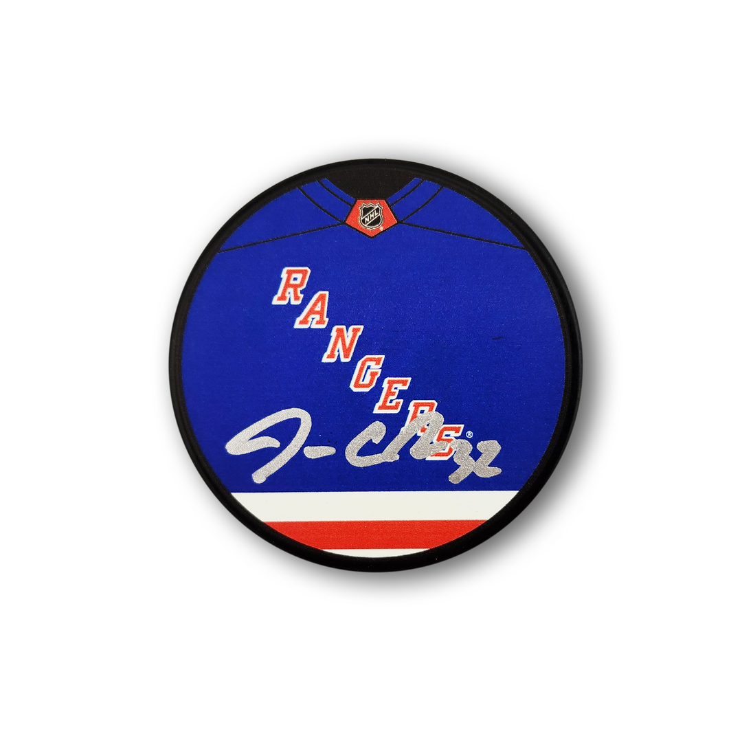 Jonathan Quick Autographed New York Rangers Jersey Design Hockey Puck