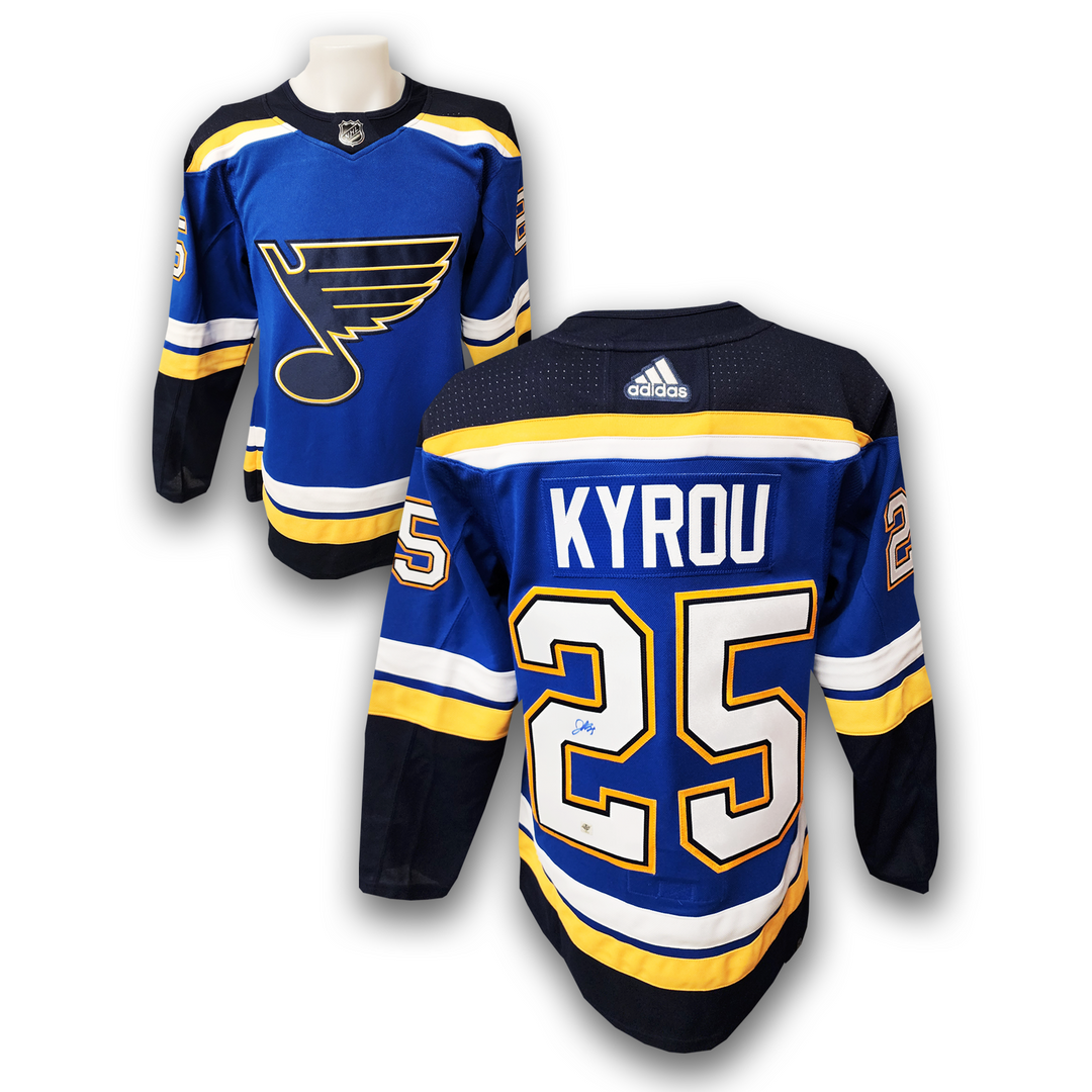Jordan Kyrou Autographed St. Louis Blues Home Adidas Jersey
