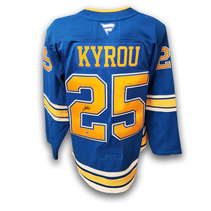 Jordan Kyrou Autographed St. Louis Blues Alternate Fanatics Premium Jersey