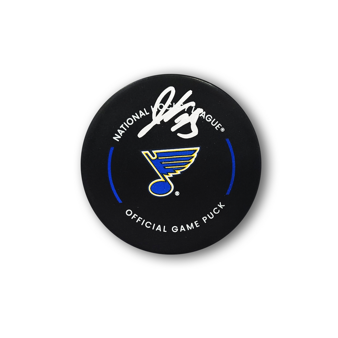 Jordan Kyrou Autographed St. Louis Blues Official Hockey Puck