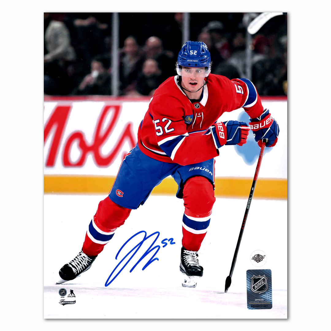 Justin Barron Autographed Montreal Canadiens Home 8x10 Photo