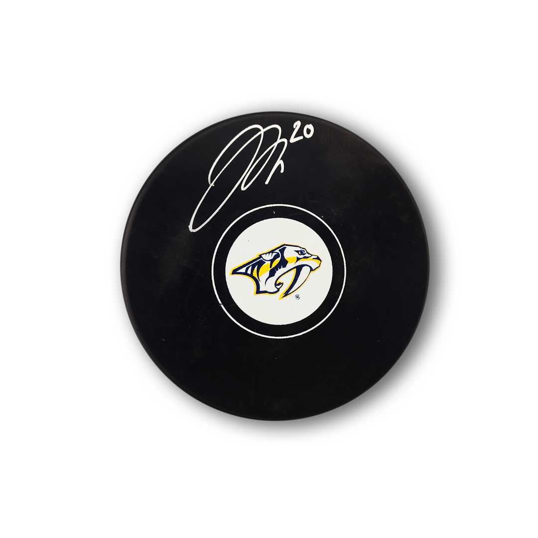 Justin Barron Autographed Nashville Predators Hockey Puck