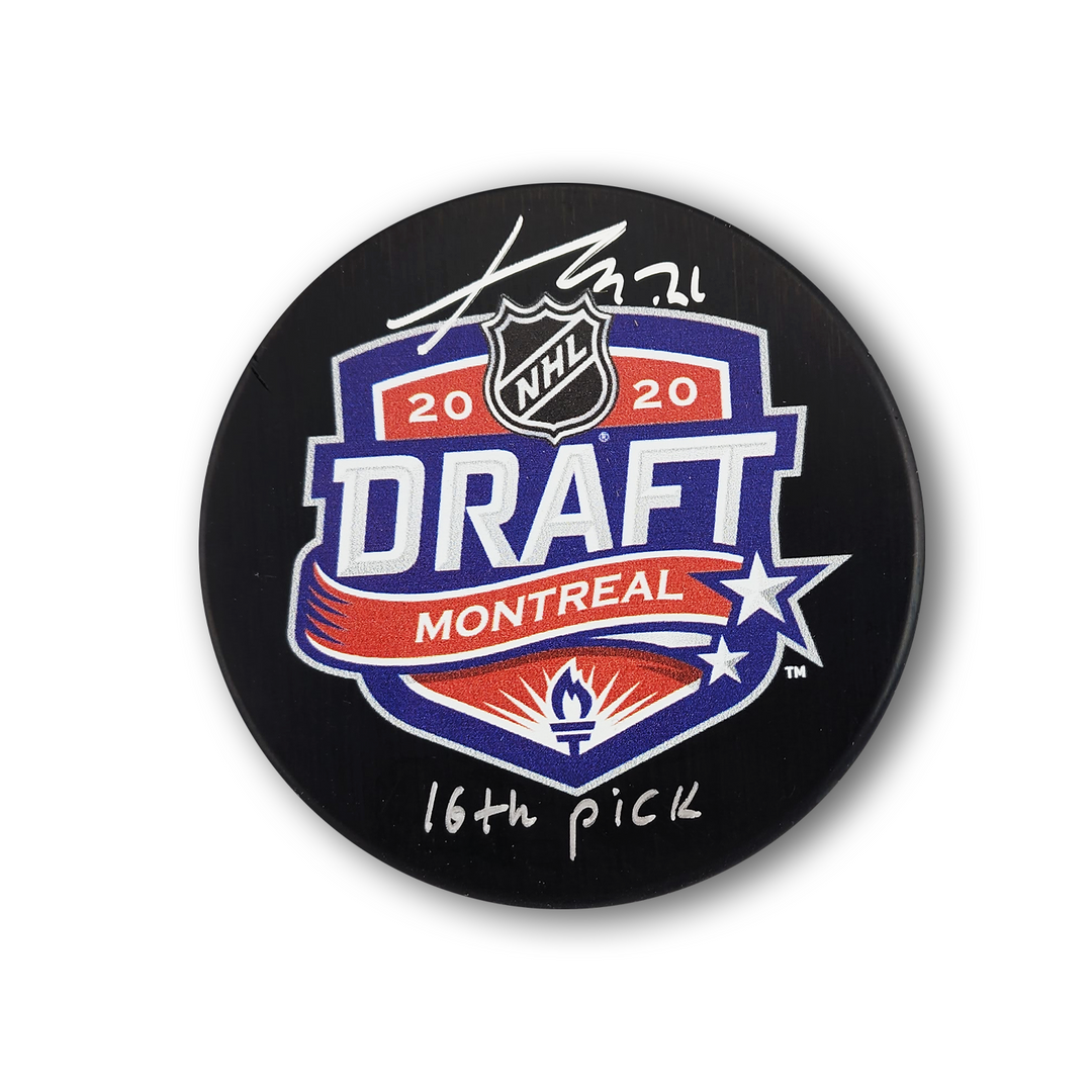 Kaiden Guhle Autographed 2020 NHL Draft Hockey Puck Inscribed 16th Pick
