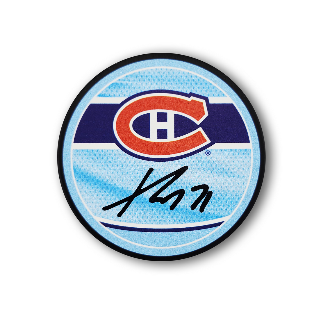 Kaiden Guhle Autographed Montreal Canadiens Reverse Retro Hockey Puck