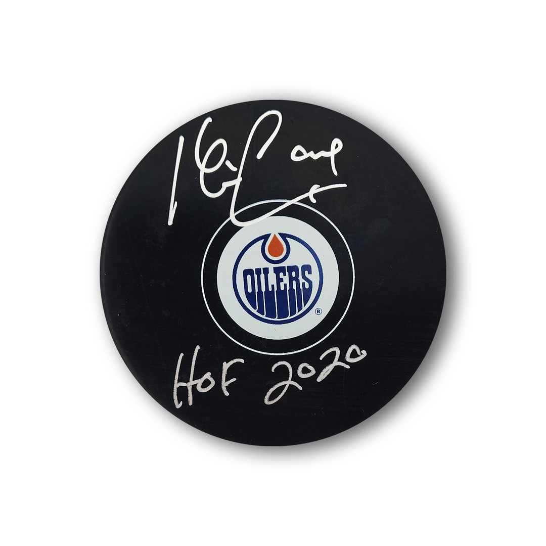 Kevin Lowe Autographed Edmonton Oilers Hockey Puck HOF 2020