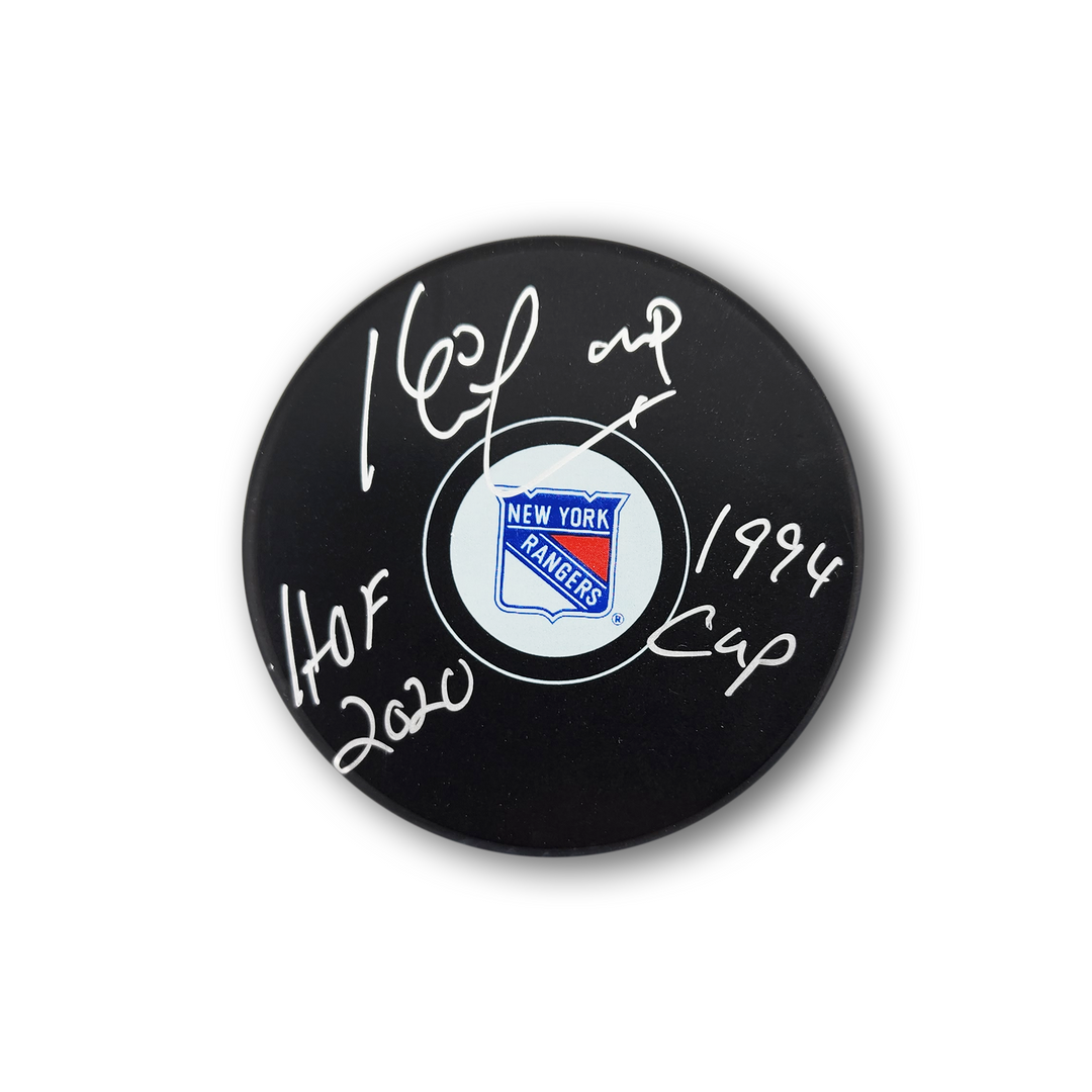 Kevin Lowe Autographed New York Rangers Hockey Puck 2x Inscribed