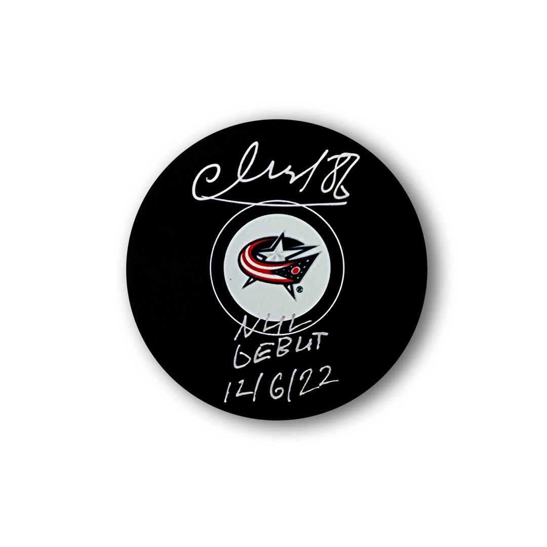 Kirill Marchenko Autographed Columbus Blue Jackets Hockey Puck Inscribed Debut