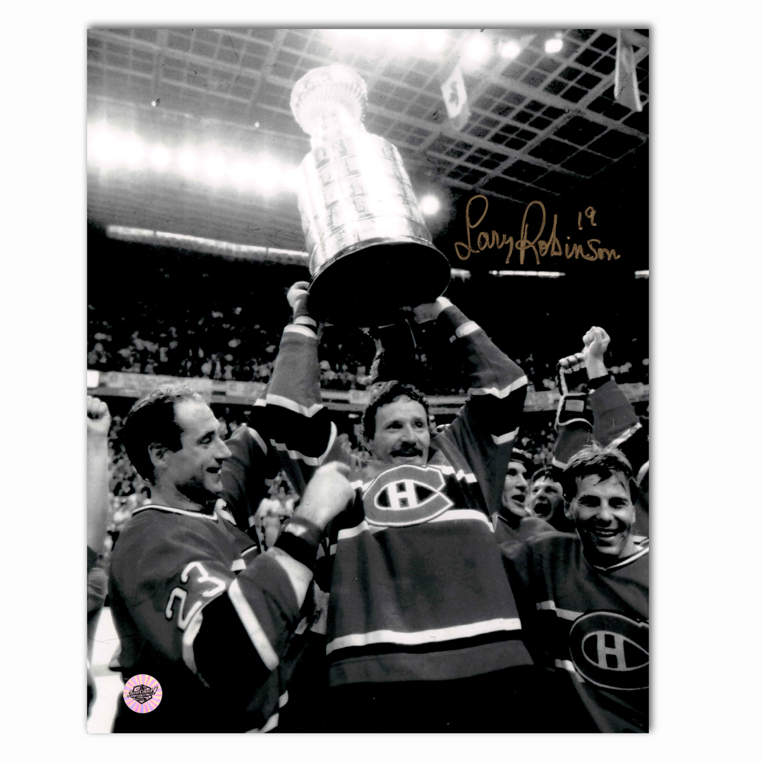 Larry Robinson Autographed Montreal Canadiens Stanley Cup 8x10 Photo