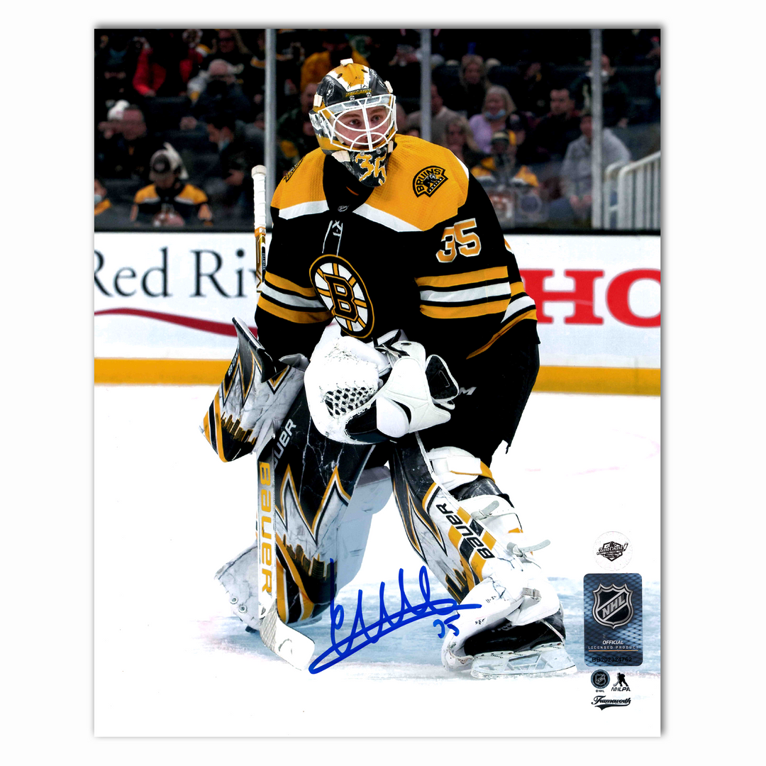 Linus Ullmark Autographed Boston Bruins Home 8x10 Photo