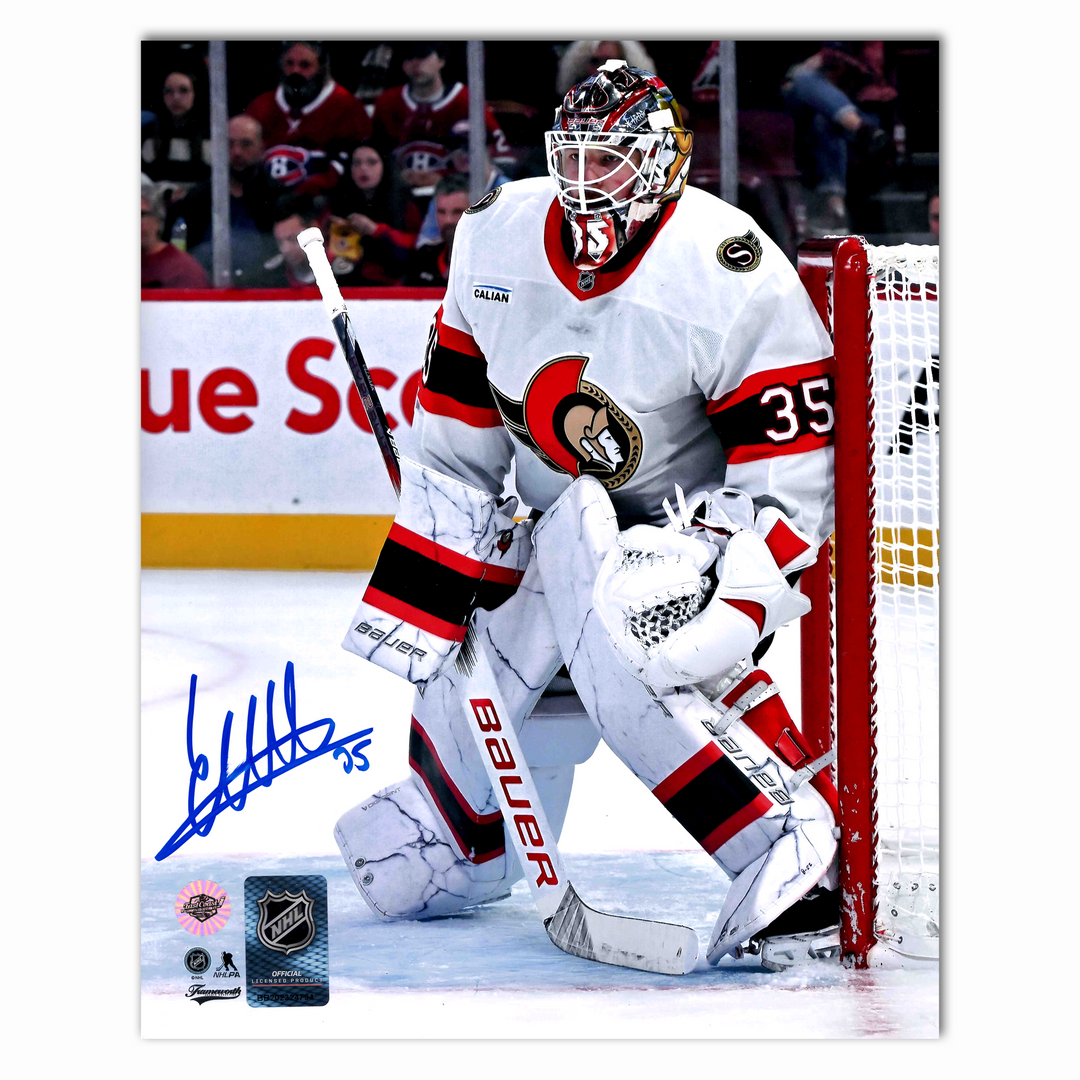 Linus Ullmark Autographed Ottawa Senators Away 8x10 Photo