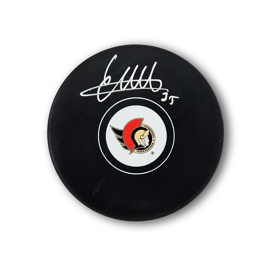 Linus Ullmark Autographed Ottawa Senators Hockey Puck