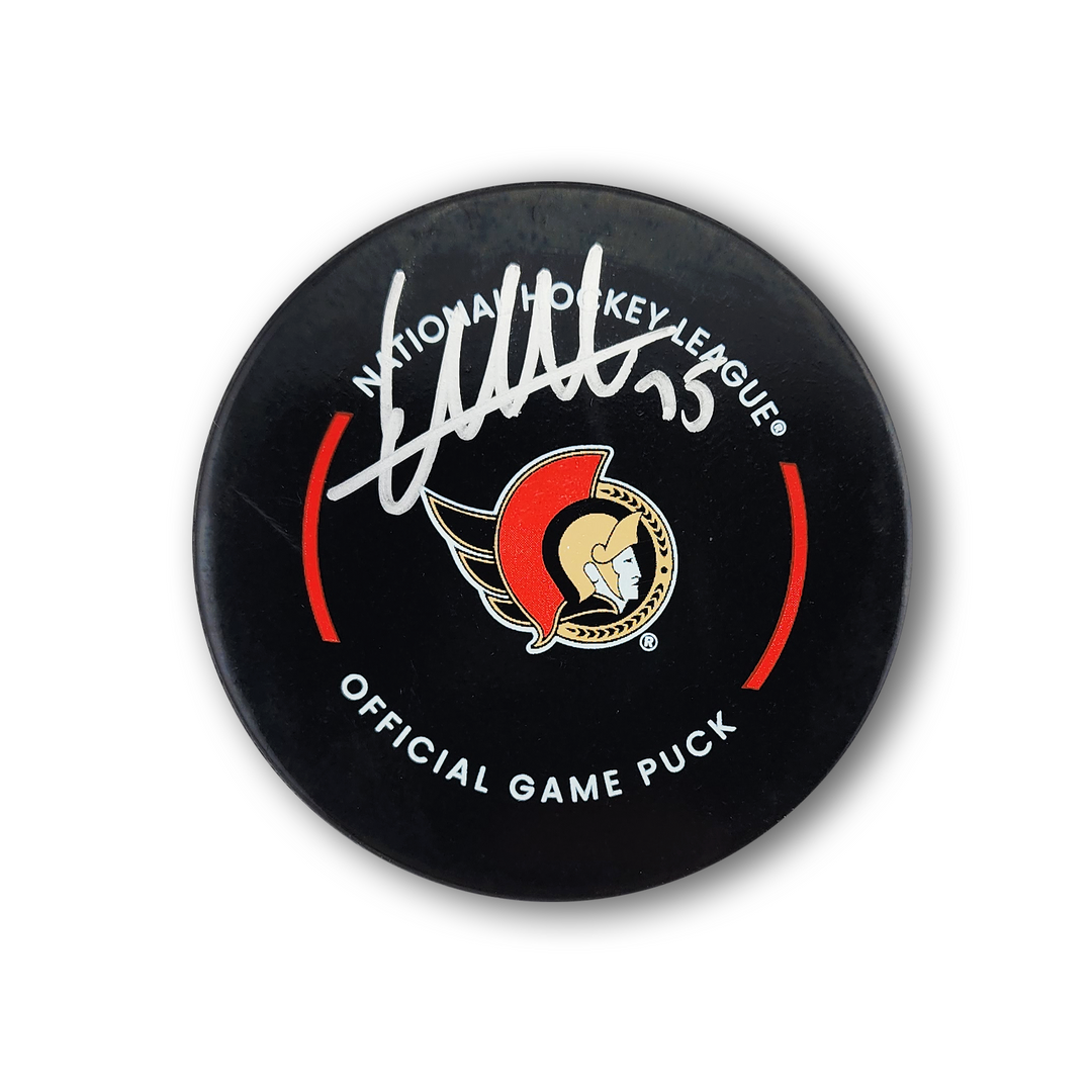Linus Ullmark Autographed Ottawa Senators Official Hockey Puck