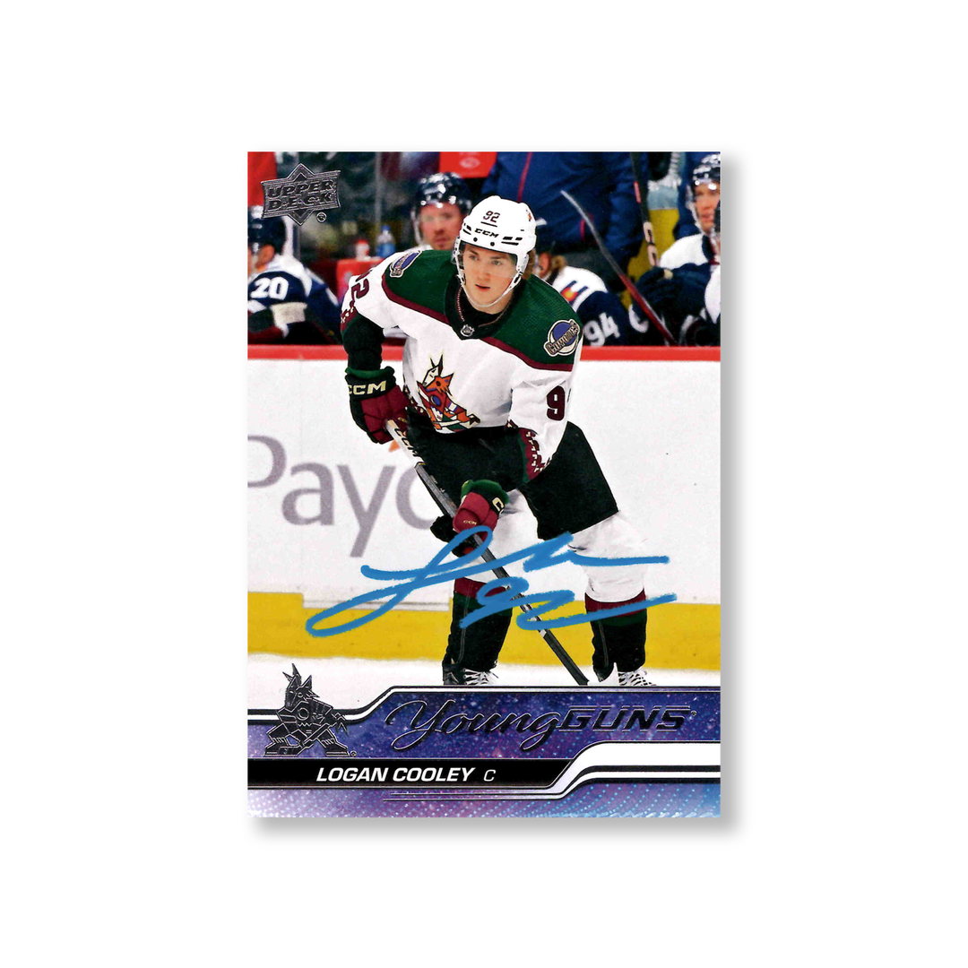 Logan Cooley Autographed Arizona Coyotes Young Guns Hockey Card #701 (Baby Blue)
