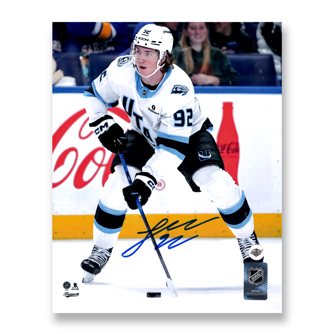 Logan Cooley Autographed Utah Mammoth Away 8x10 Photo