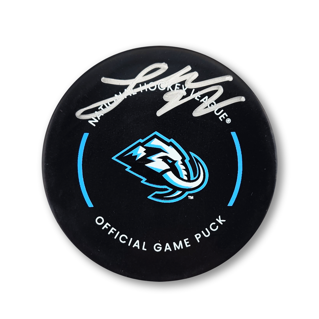 Logan Cooley Autographed Utah Mammoth Official Hockey Puck