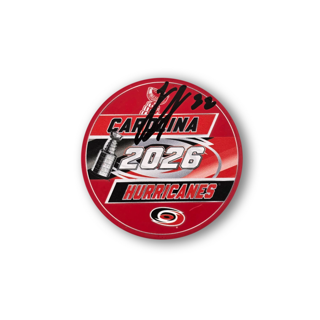 Logan Stankoven Autographed Carolina Hurricanes 2026 Stanley Cup Hockey Puck (2)