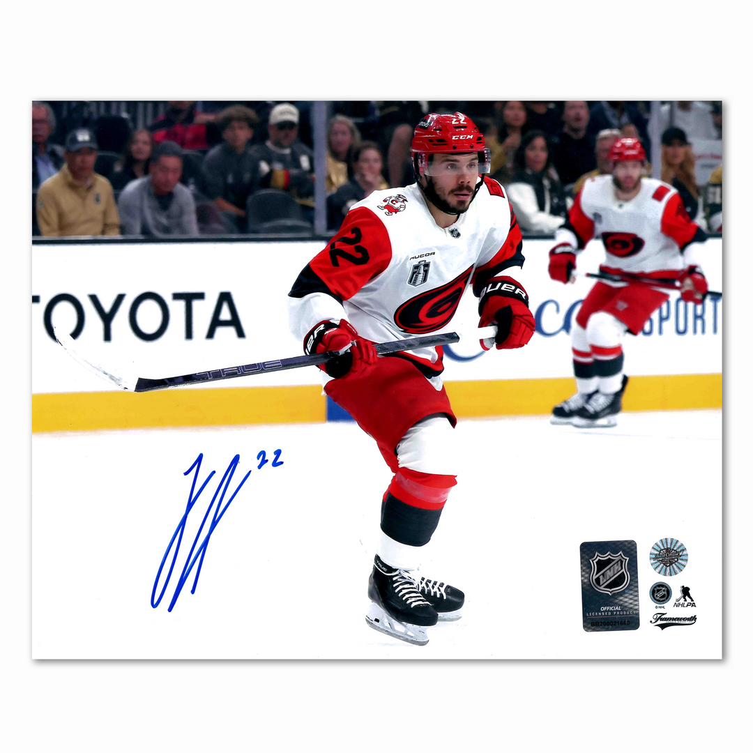 Logan Stankoven Autographed Carolina Hurricanes Away 8x10 Photo
