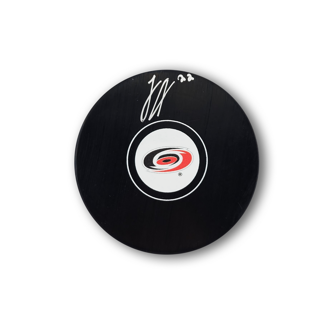 Logan Stankoven Autographed Carolina Hurricanes Hockey Puck