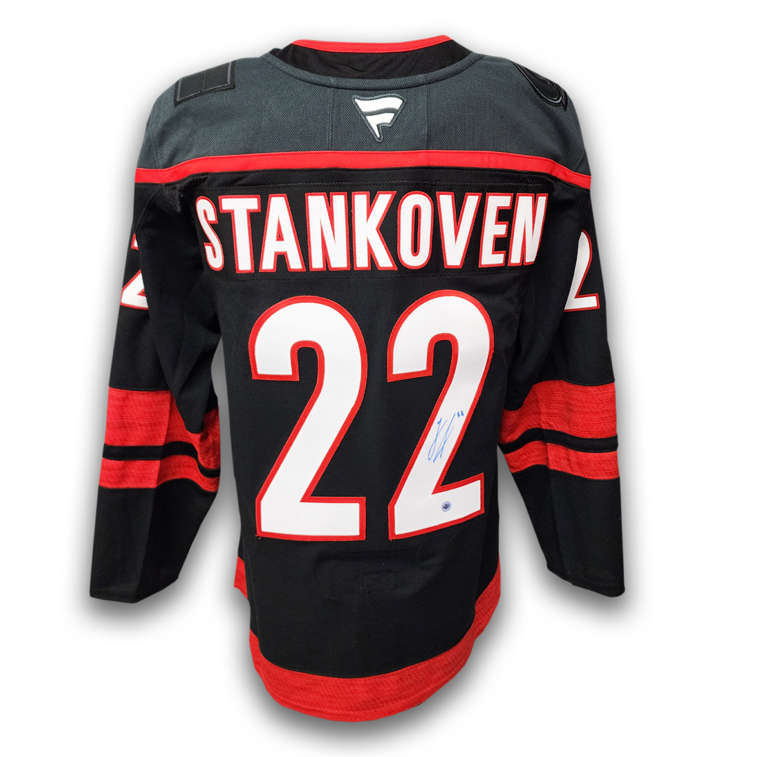 Logan Stankoven Autographed Carolina Hurricanes Home Fanatics Premium Jersey