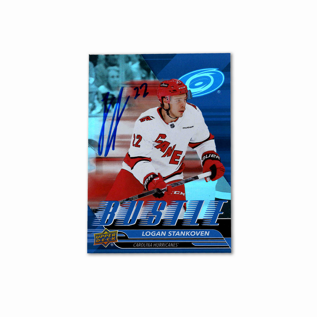 Logan Stankoven Autographed Carolina Hurricanes UDA Bustle B-12 2025-26 Hockey Card