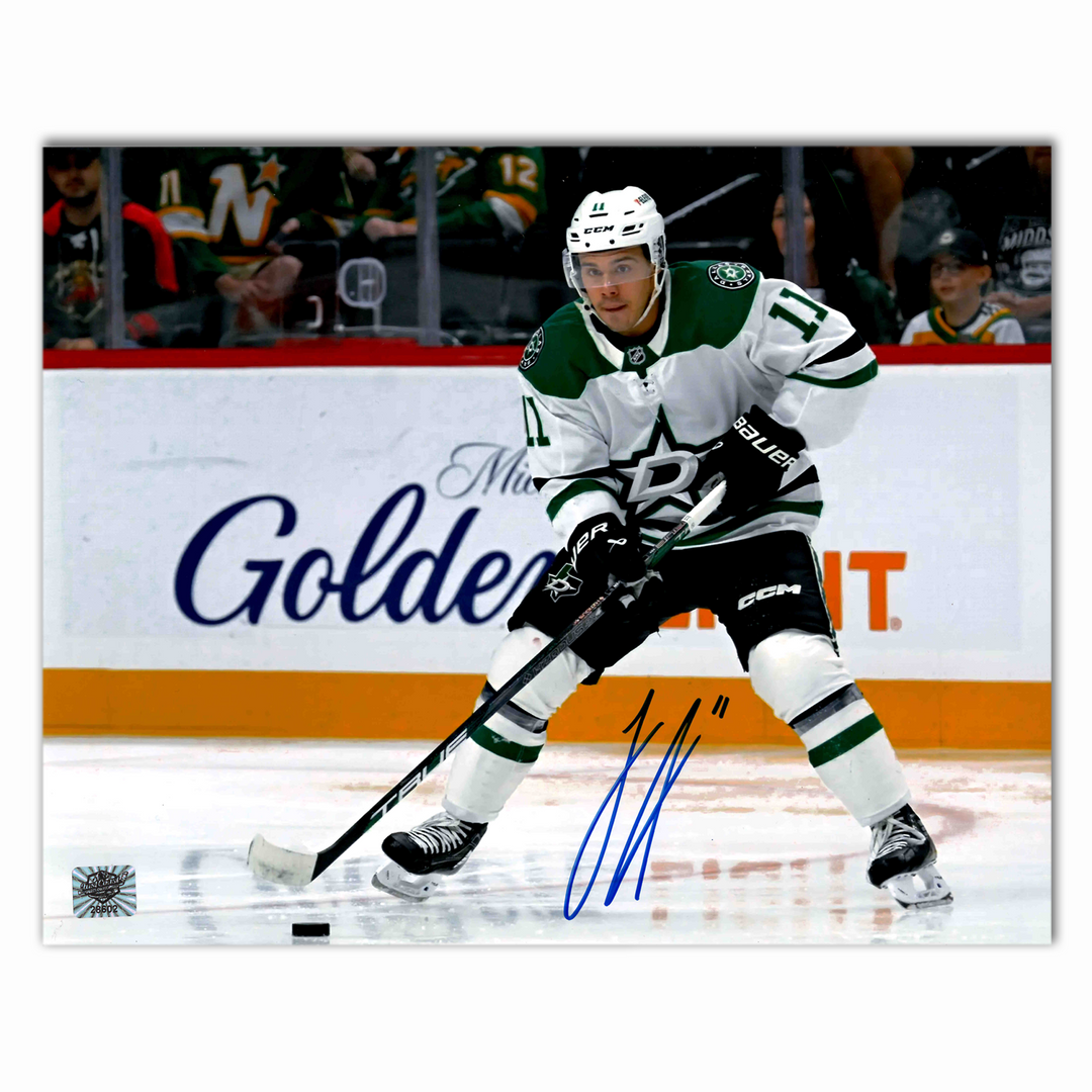 Logan Stankoven Autographed Dallas Stars Away 8x10 Horizontal Photo