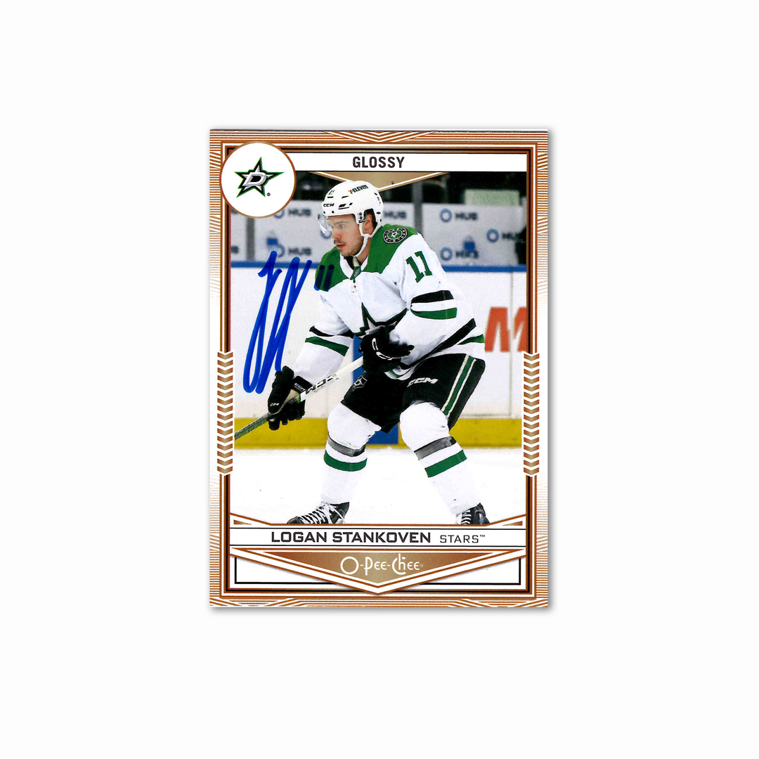 Logan Stankoven Autographed Dallas Stars OPC Glossy OPC-33 2024-25 Hockey Card