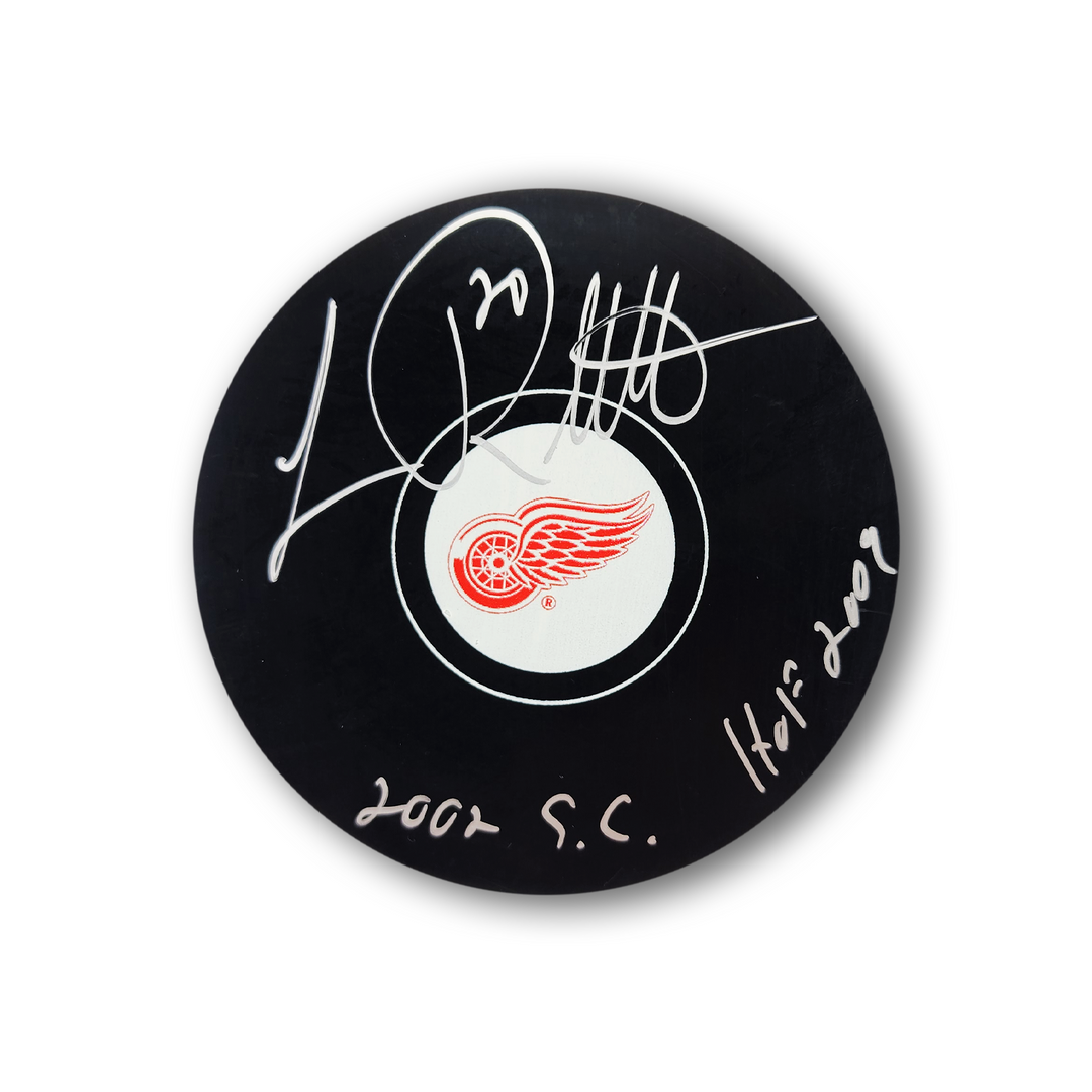Luc Robitaille Autographed Detroit Red Wings Hockey Puck Inscribed