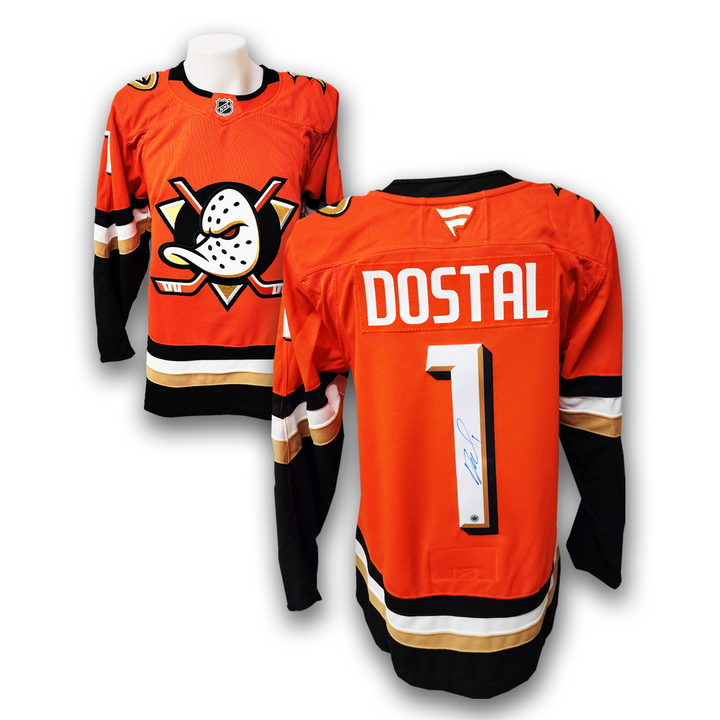 Lukas Dostal Autographed Anaheim Ducks Home Fanatics Premium Jersey