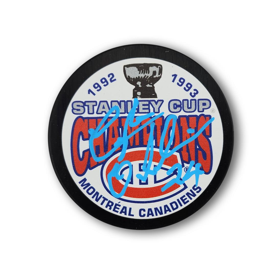 Lyle Odelein Autographed Montreal Canadiens 1993 Stanley Cup Hockey Puck