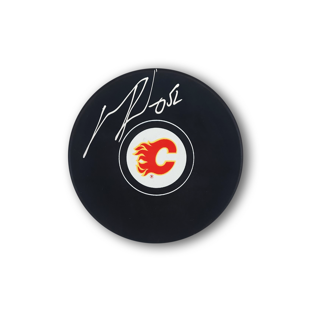 MacKenzie Weegar Autographed Calgary Flames Hockey Puck