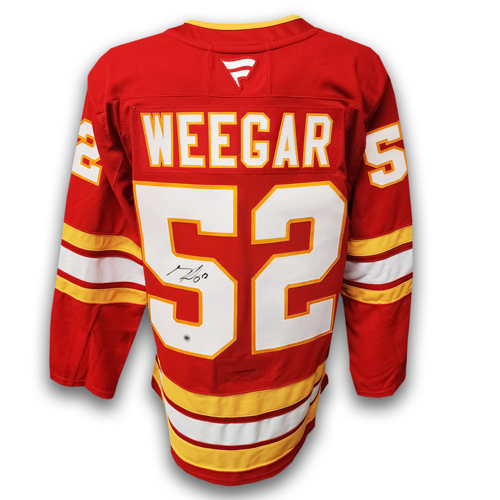MacKenzie Weegar Autographed Calgary Flames Home Fanatics Premium Jersey