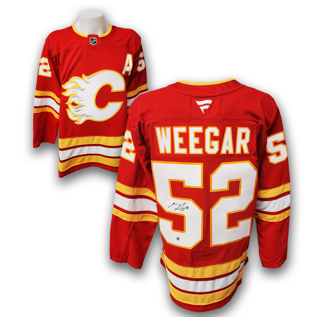 MacKenzie Weegar Autographed Calgary Flames Home Fanatics Premium Jersey