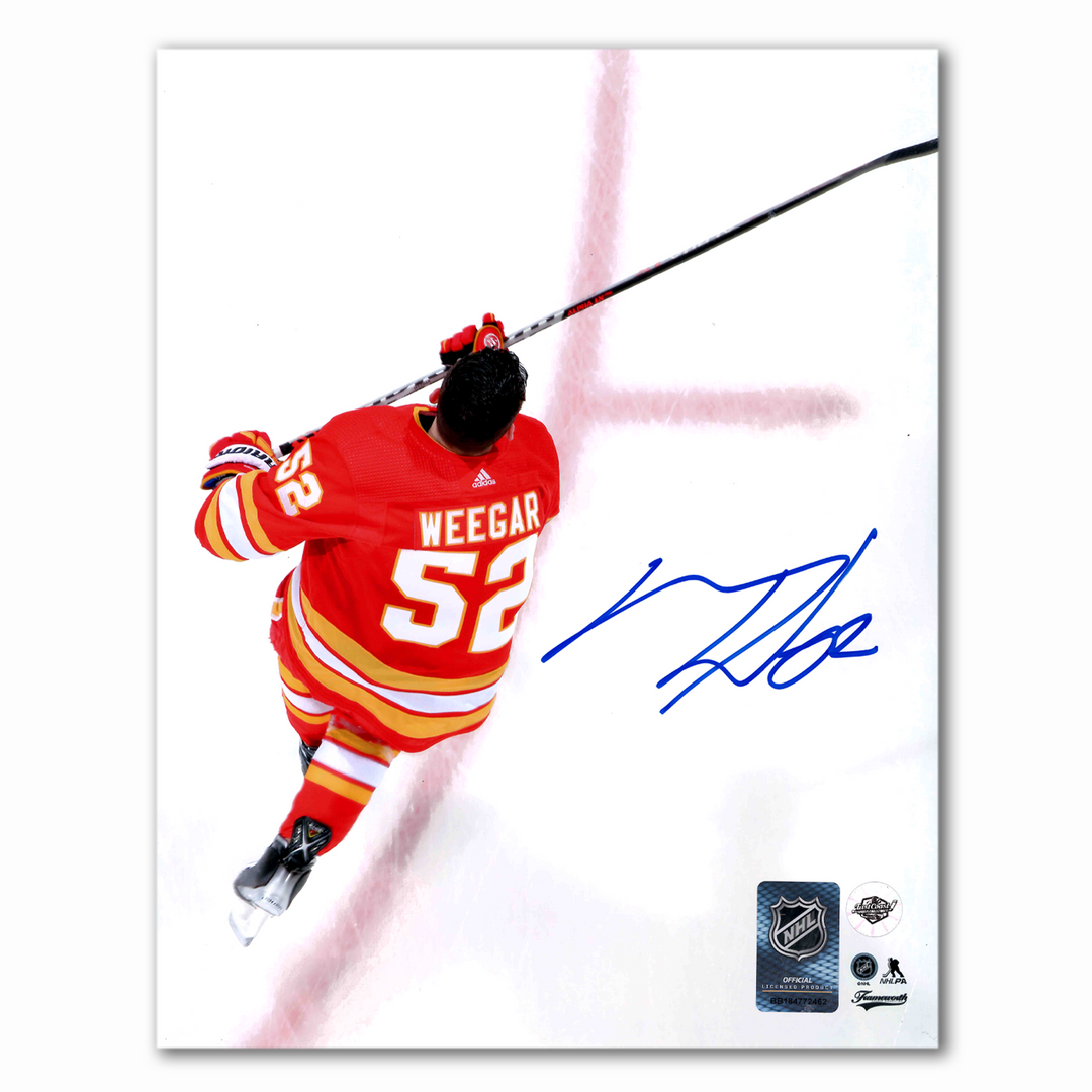 MacKenzie Weegar Autographed Calgary Flames Home 8x10 Photo (Behind)