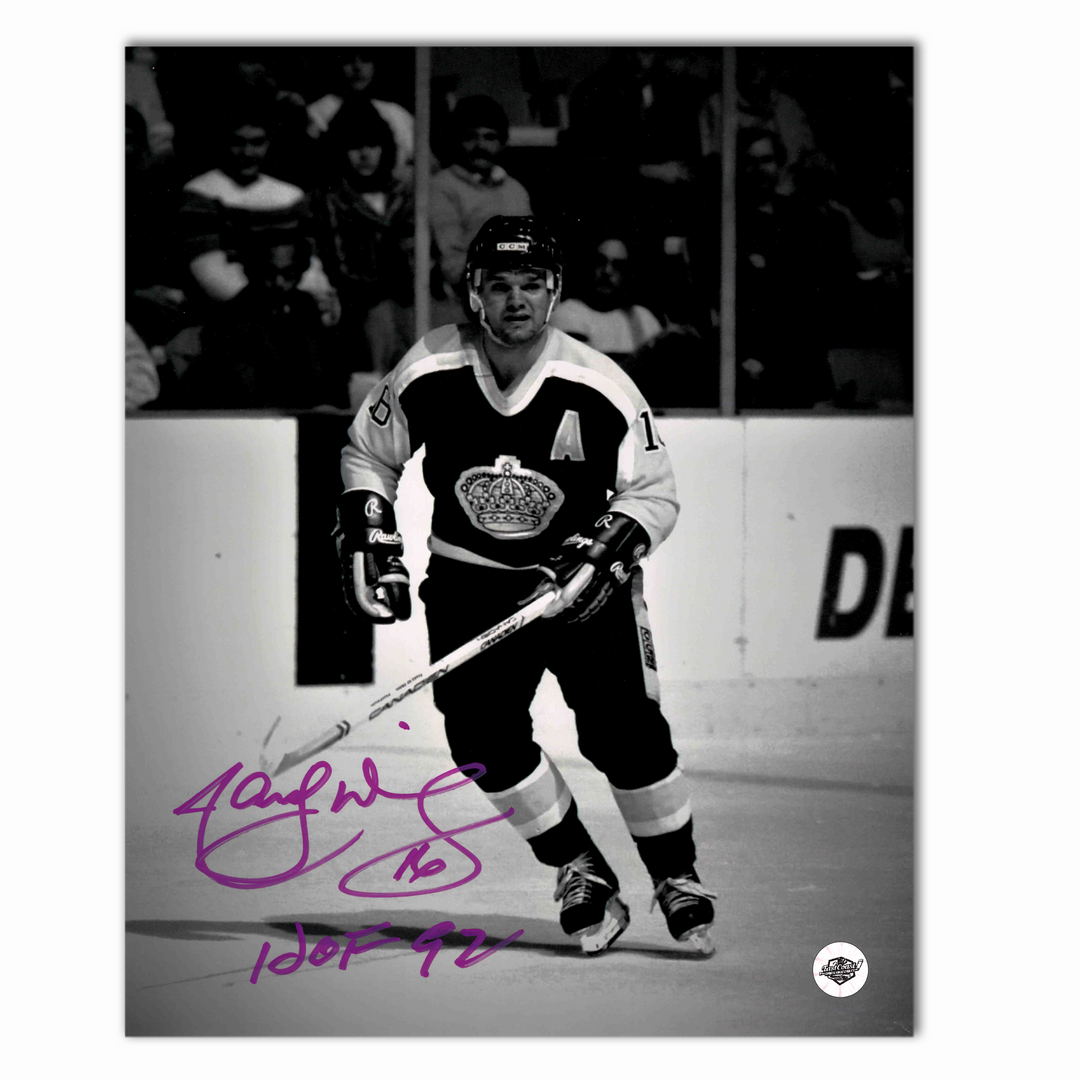 Marcel Dionne Autographed Los Angeles Kings Black and White 8x10 Photo (Pink Ink)