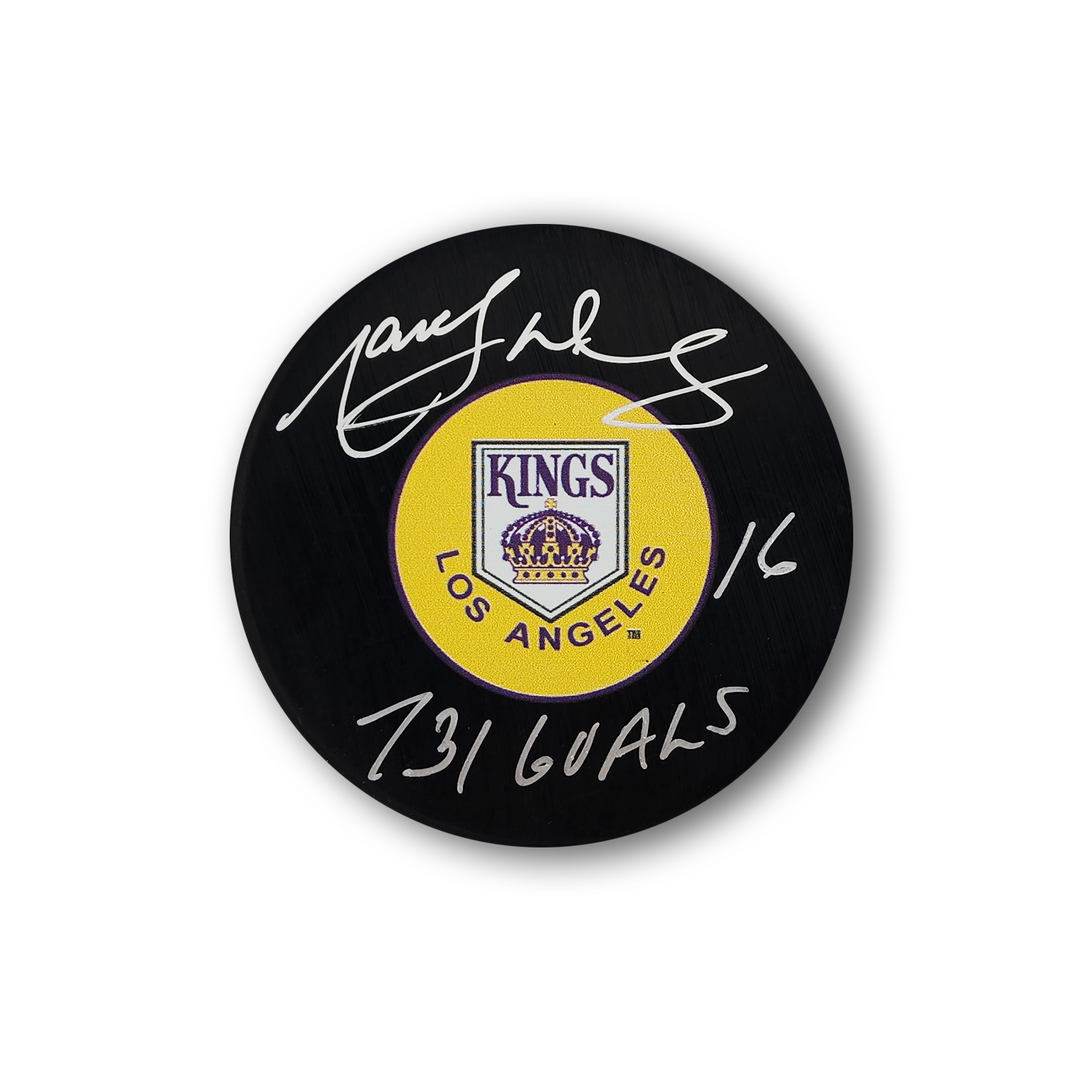 Marcel Dionne Autographed Los Angeles Kings Hockey Puck Inscribed 731 Goals