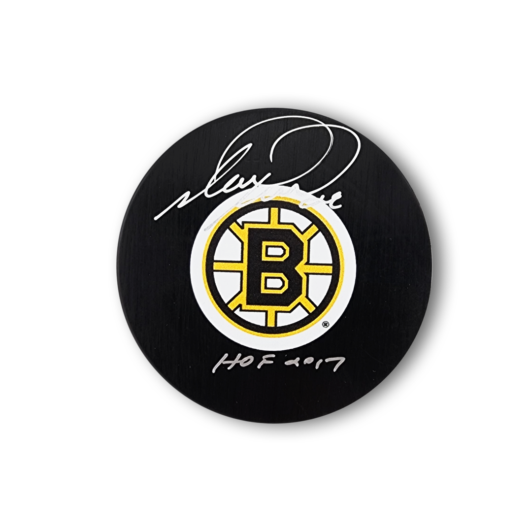 Mark Recchi Autographed Boston Bruins Hockey Puck Inscribed HOF