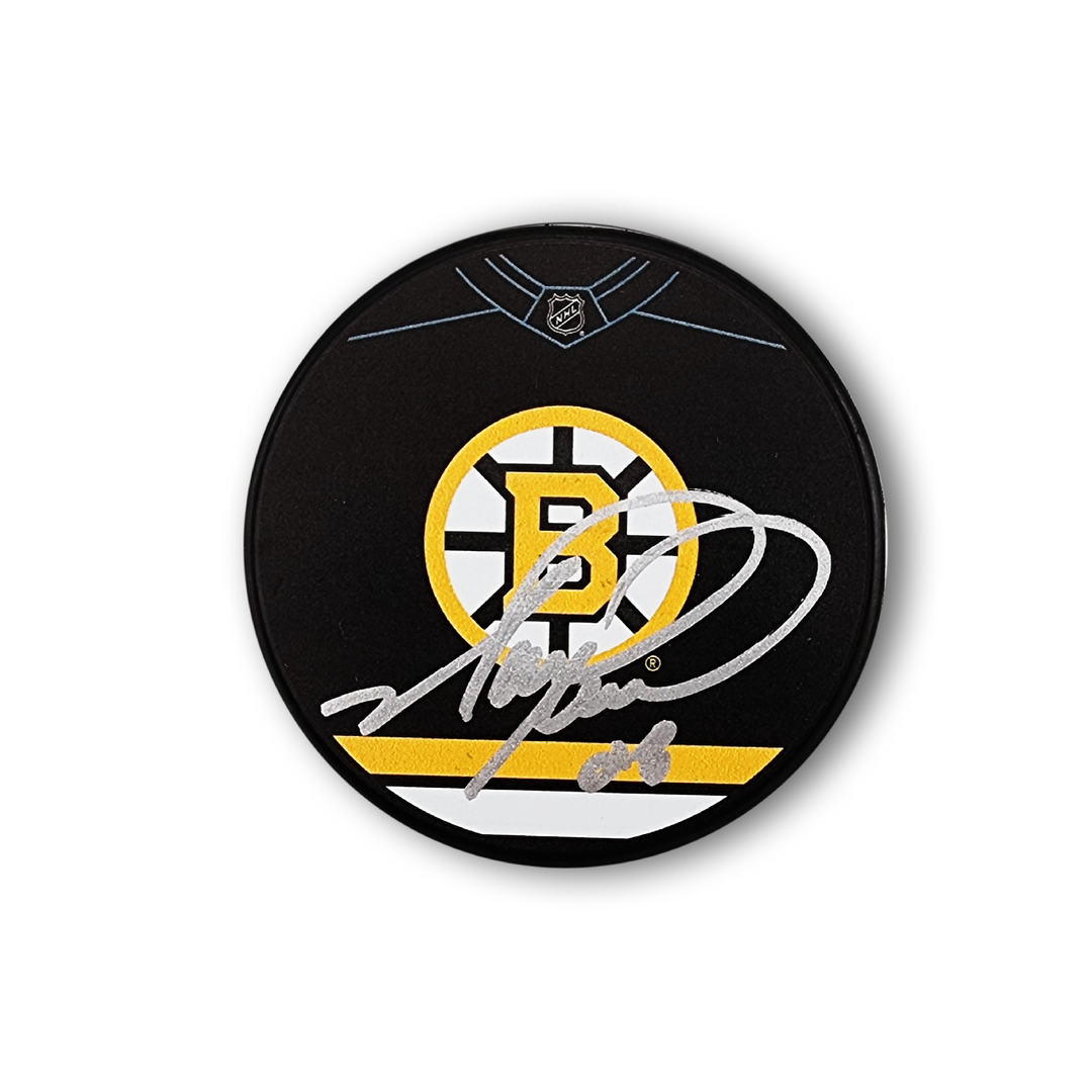 Mark Recchi Autographed Boston Bruins Jersey Design Hockey Puck