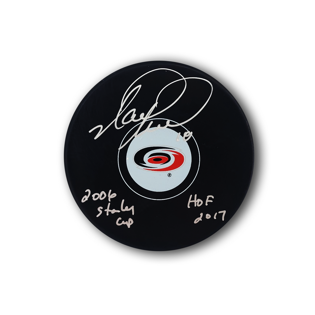 Mark Recchi Autographed Carolina Hurricanes Hockey Puck