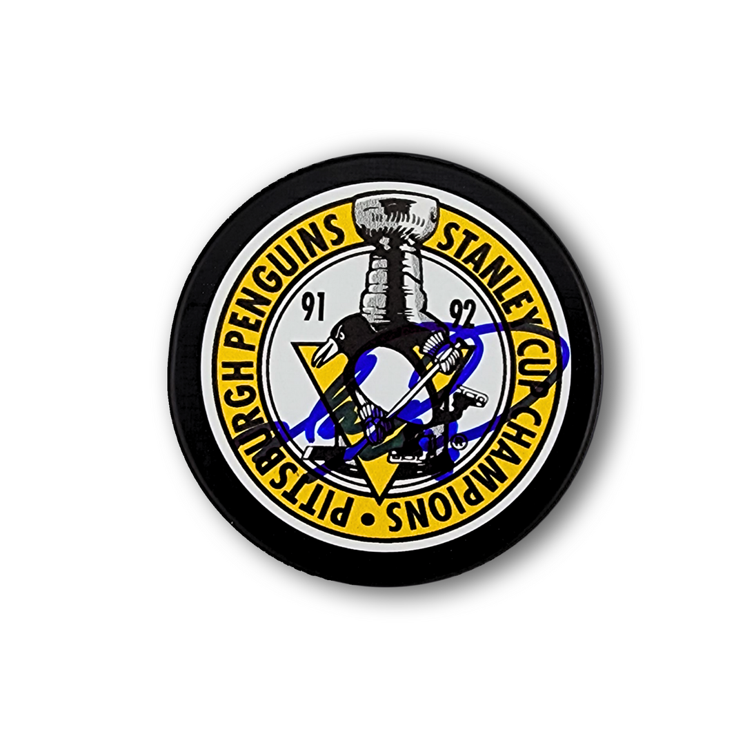 Mark Recchi Autographed Pittsburgh Penguins 1991-1992 Stanley Cup Hockey Puck