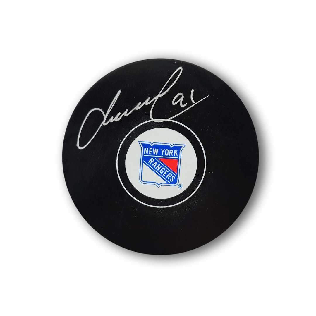 Markus Naslund Autographed New York Rangers Hockey Puck