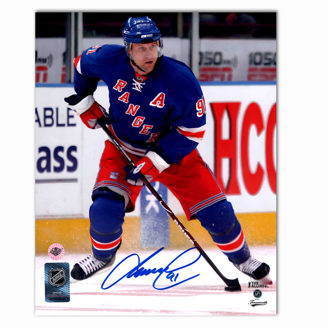 Markus Naslund Autographed New York Rangers Home 8x10 Photo