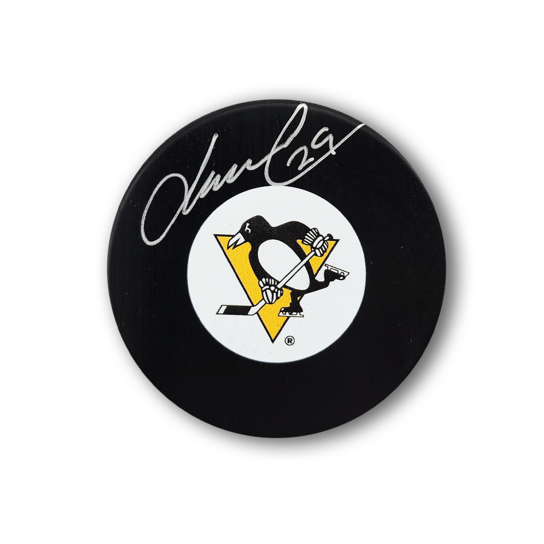 Markus Naslund Autographed Pittsburgh Penguins Hockey Puck