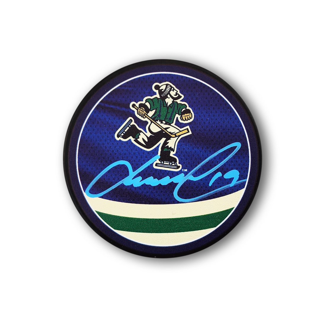 Markus Naslund Autographed Vancouver Canucks Reverse Retro 2.0 Hockey Puck
