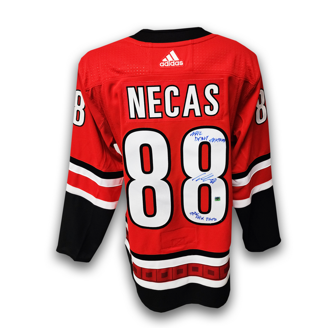 Martin Necas Autographed Carolina Hurricanes Home Adidas Jersey Inscribed