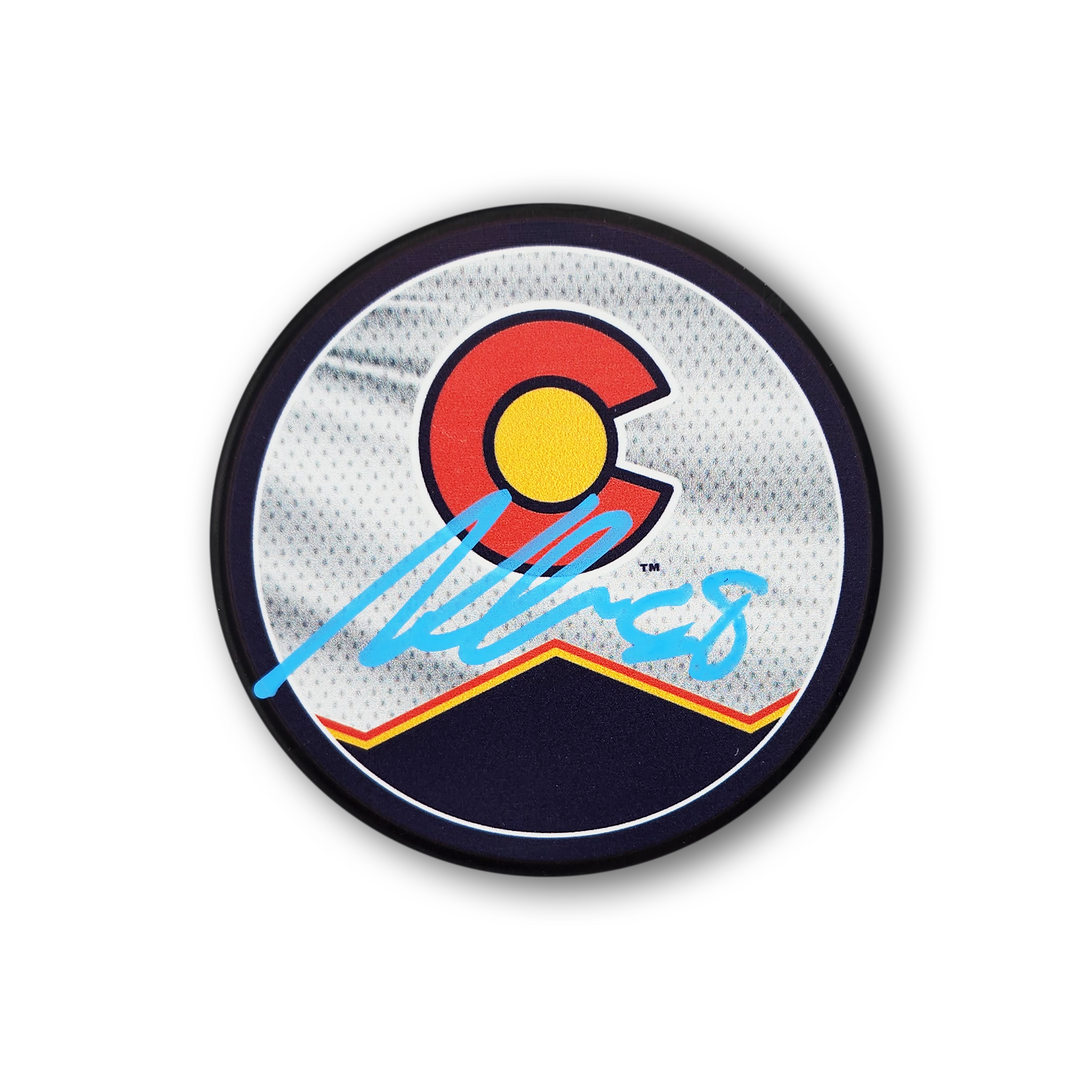 Martin Necas Autographed Colorado Avalanche Reverse Retro Hockey Puck