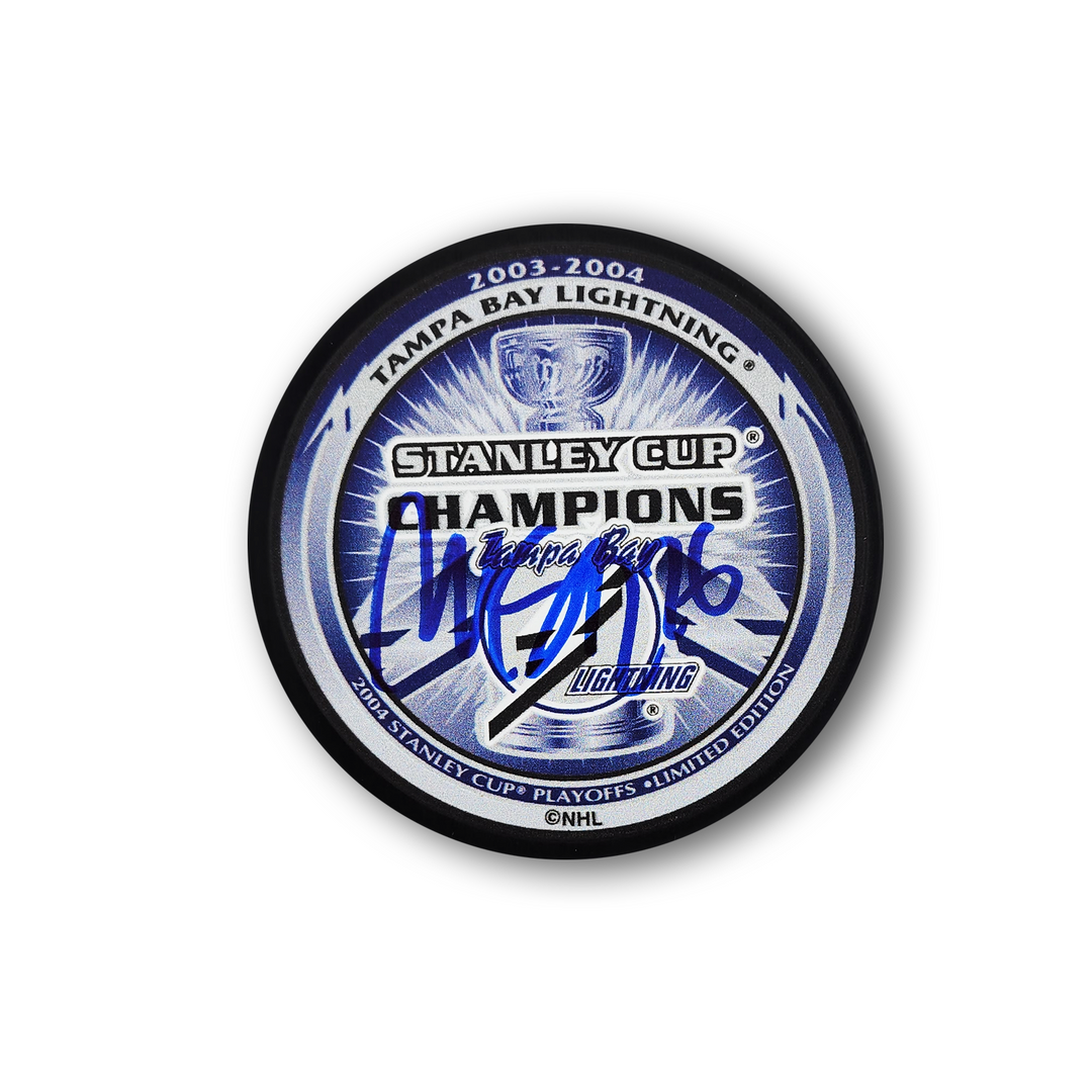 Martin St. Louis Autographed Tampa Bay Lightning 2004 Stanley Cup Hockey Puck