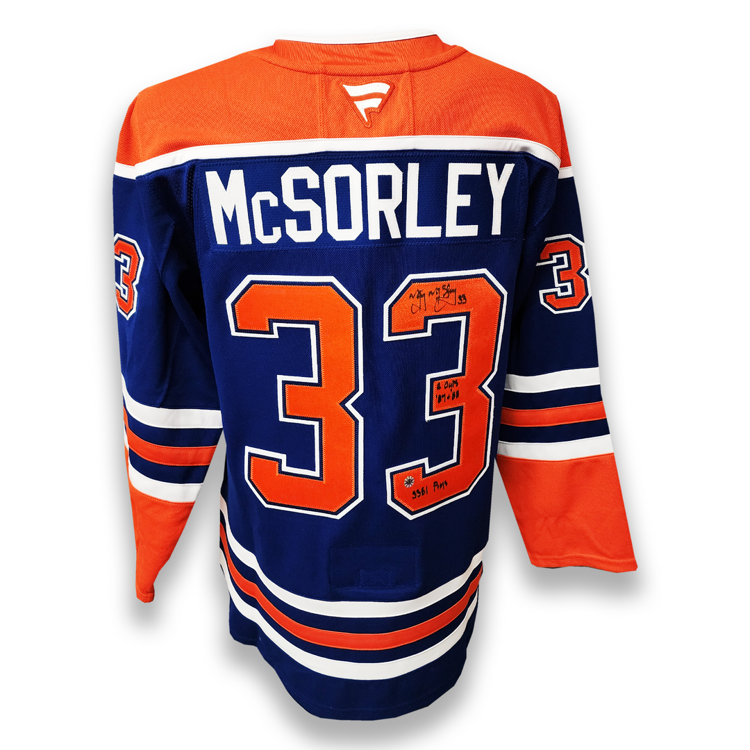 Marty McSorley Autographed Edmonton Oilers Home Fanatics Premium Jersey