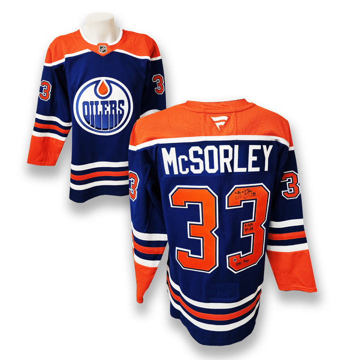 Marty McSorley Autographed Edmonton Oilers Home Fanatics Premium Jersey